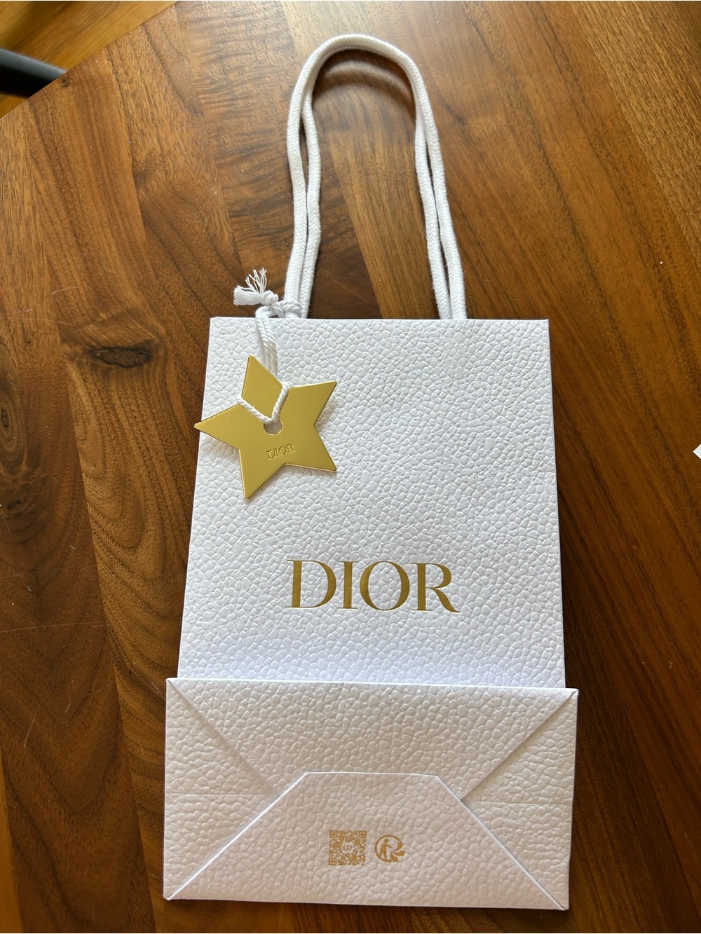 Dior White and Gold Star-Tag Gift Bag